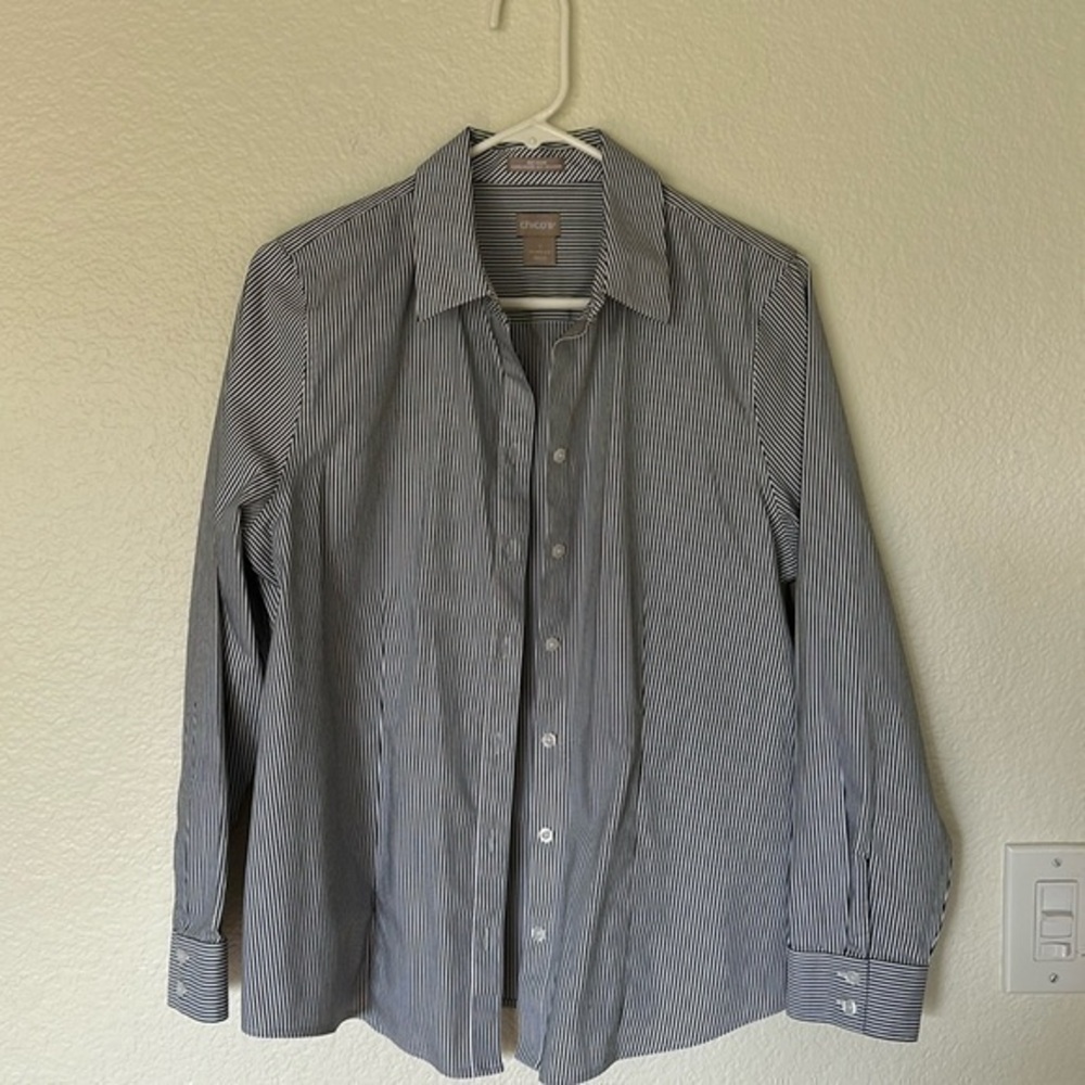 Chicos size 1 8-10 stripe button down